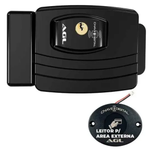Fechadura Eletronica AGL Ultra Card Preta-Ajust. Ch.simp. F.esp