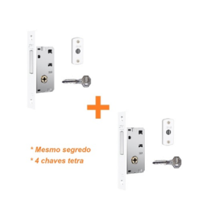Fechadura Auxiliar Tetra Stam 1003 Par Roseta Redonda Branco