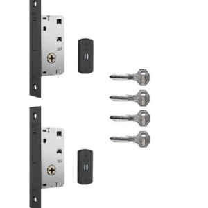 Fechadura Auxiliar Tetra Stam 1003 Par Roseta Redonda Preto
