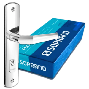 Fechadura Soprano Popline reta Ext 40mm Cromada